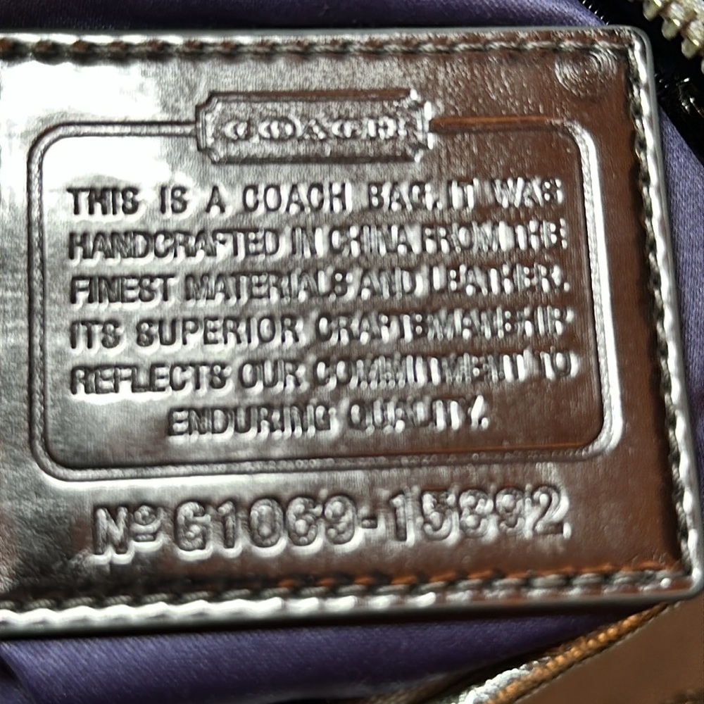 Coach LtdEd Poppy Silver Etched Storypatch Small Evening Shoulder Bag Purse RARE - Picture 5 of 15